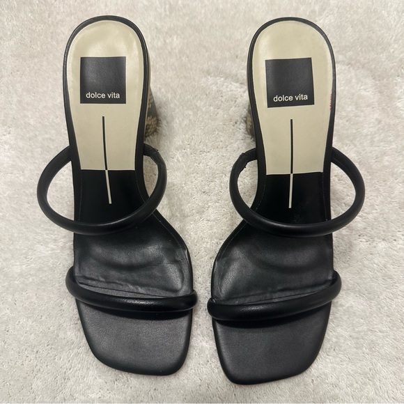 DOLCE VITA Womens Black Snake Print Noles Block Heel Leather Sandals 7 - Picture 9 of 9